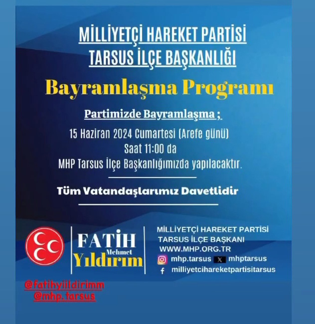 MHP TARSUS BAYRAMLAŞMAYI AREFE GÜNÜ YAPACAK